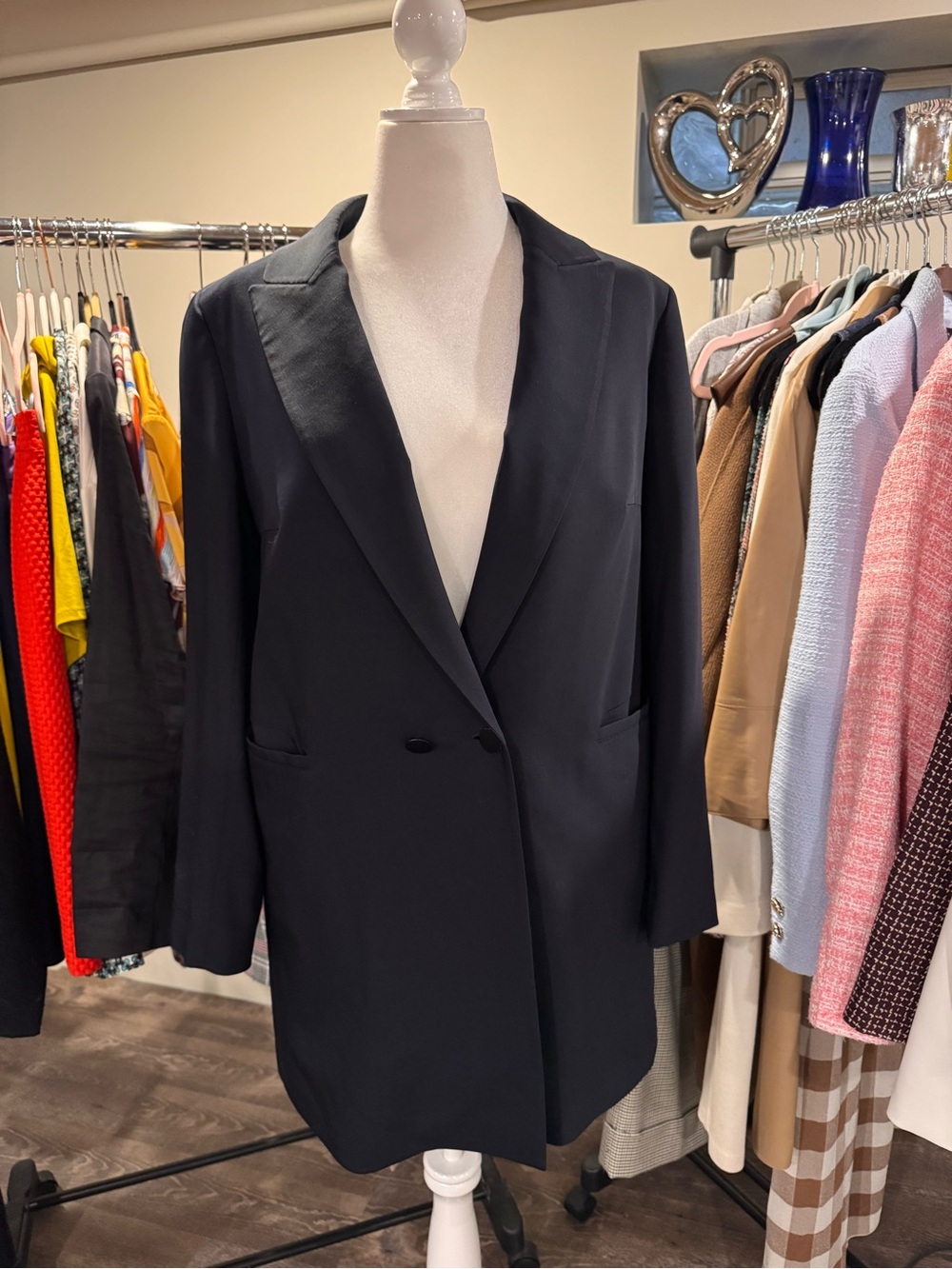Lafayette 148 New York Navy Blue Long Women's Blazer